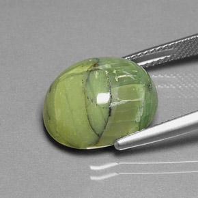 Serpentine vert naturelle coupe ovale, 8,56 ct, opaque