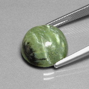 Serpentine vert naturelle coupe roude, 7,91 ct, opaque