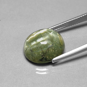 Serpentine vert naturelle coupe ovale, 9,20 ct, opaque