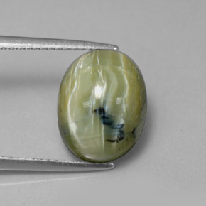 Serpentine vert naturelle coupe ovale, 5,26 ct, opaque