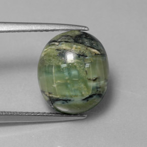 Serpentine vert naturelle coupe ovale, 4,29 ct, opaque