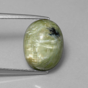 Serpentine vert naturelle coupe ovale, 3,97 ct, opaque