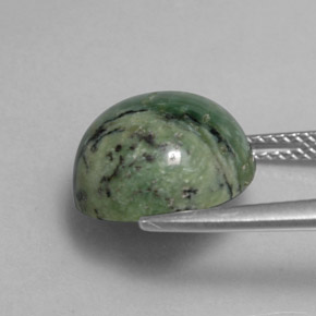 Serpentine vert naturelle coupe roude, 5,84 ct, opaque