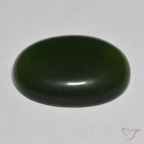 Serpentine Vert foncé naturelle ovale, 12.91 ct, Translucide