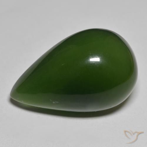 37.60ct Naturel Vert foncé Serpentine, En forme de poire, Translucide