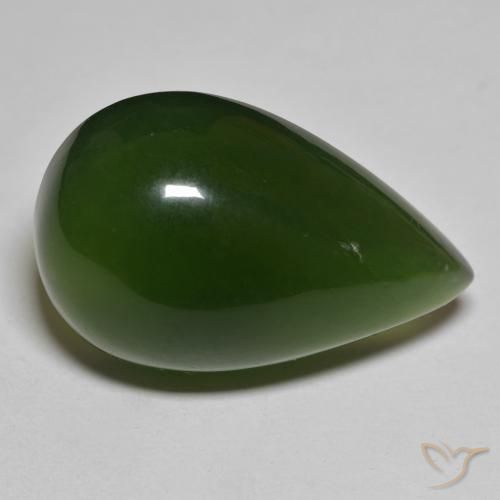 Serpentine Vert foncé naturelle En forme de poire, 37.60 ct, Translucide