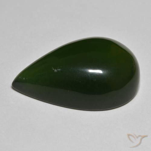 Serpentine Vert foncé naturelle En forme de poire, 37.60 ct, Translucide