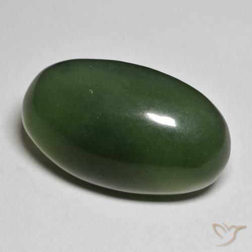 Serpentine Vert foncé naturelle ovale, 32.01 ct, Translucide