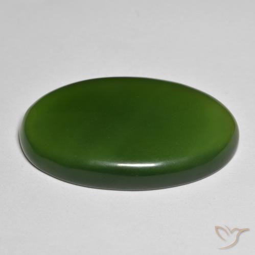 Serpentine Vert foncé naturelle ovale, 44.39 ct, Translucide