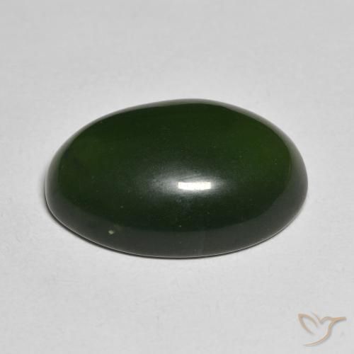Serpentine Vert foncé naturelle ovale, 15.97 ct, Translucide