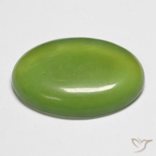 Serpentine Vert vif et léger naturelle ovale, 11.78 ct, Translucide