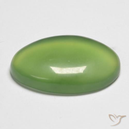 Serpentine Vert moyen naturelle ovale, 11.47 ct, Translucide