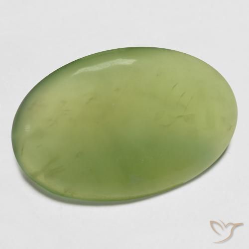 Serpentine Vert citron naturelle ovale, 13.23 ct, Translucide