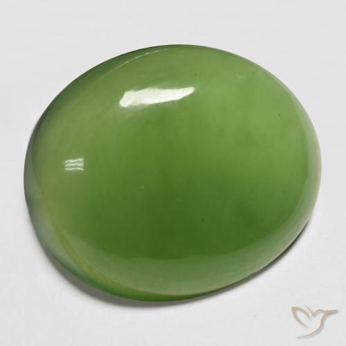 Serpentine Vert moyen naturelle ovale, 18.71 ct, Translucide