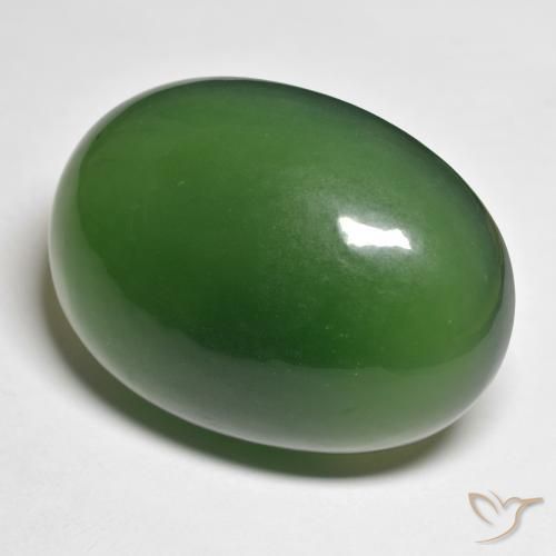 Serpentine Forêt verte naturelle ovale, 55.63 ct, Translucide