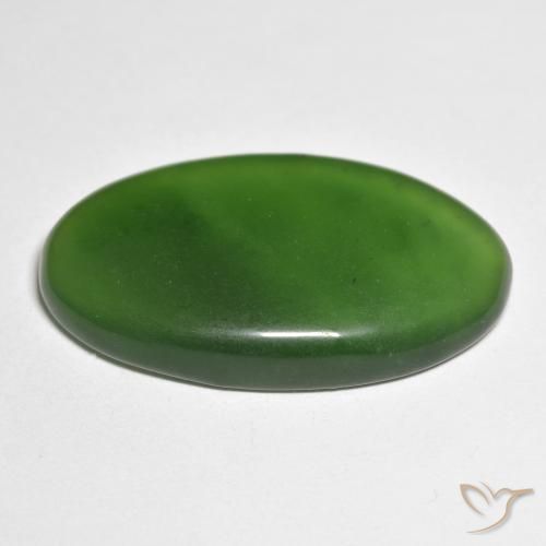 Serpentine Forêt verte naturelle ovale, 28.51 ct, Translucide