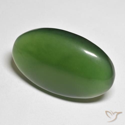 Serpentine Forêt verte naturelle ovale, 24.76 ct, Translucide