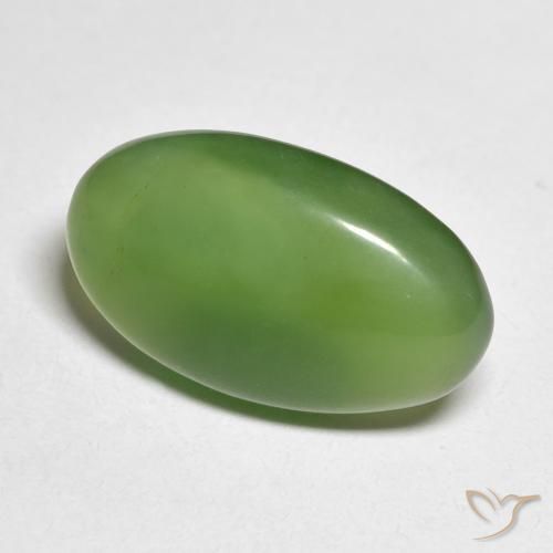 Serpentine Forêt verte naturelle ovale, 8.81 ct, Translucide