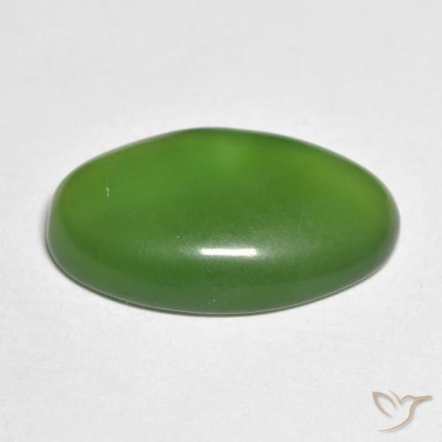Serpentine Forêt verte naturelle ovale, 8.81 ct, Translucide
