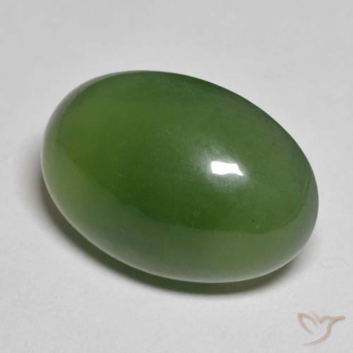 Serpentine Vert algues marines naturelle ovale, 19.65 ct, Translucide