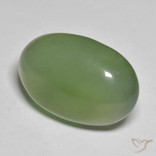 Serpentine Vert poire naturelle ovale, 19.08 ct, Translucide