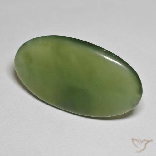 Serpentine Vert algues marines naturelle ovale, 30.45 ct, Translucide