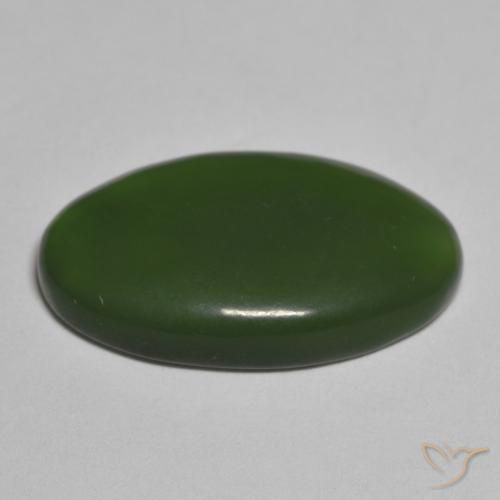 Serpentine Vert foncé naturelle ovale, 10.20 ct, Translucide