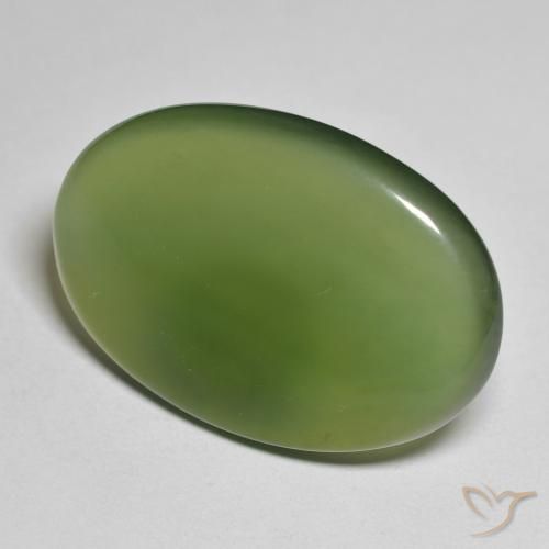 Serpentine Vert algues marines naturelle ovale, 23.14 ct, Translucide