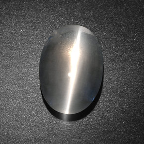 Sillimanite cat's eye gris naturelle coupe ovale, 7,34 ct, translucide