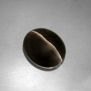 Sillimanite cat's eye gris naturelle transparent, 4,11 ct, transparent / translucide