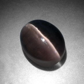 Sillimanite cat's eye gris naturelle coupe ovale, 3,96 ct, translucide
