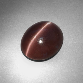 Sillimanite œil de chat Brun violacé naturelle Coupe ovale, 3.43 ct, Opaque