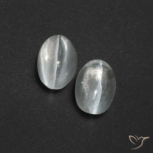 2.64ctw Naturel Blanc clair Sillimanite œil de chat, ovale, Translucide