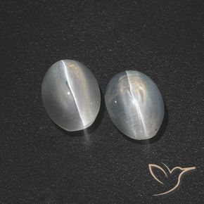 Shop natural 2.53ct Blanc clair Sillimanite œil de chat gems, ovale, from Madagascar at GemSelect. In stock, global shipping!