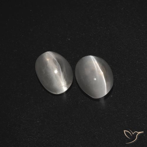 2.27ctw Naturel Blanc clair Sillimanite œil de chat, ovale, Translucide