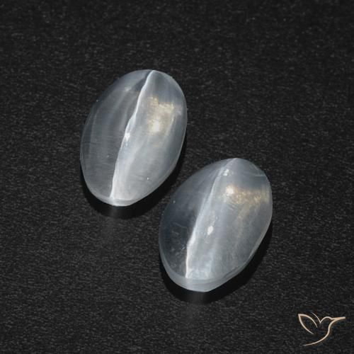 2.29ctw Naturel Blanc clair Sillimanite œil de chat, ovale, Translucide