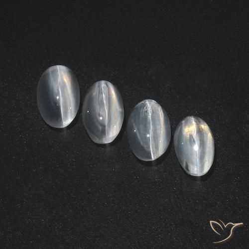 3.63ctw Naturel Blanc clair Sillimanite œil de chat, ovale, Translucide