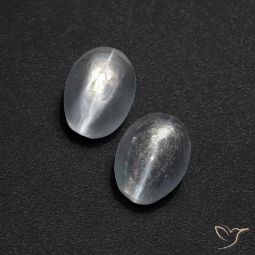 1.83ctw Naturel Blanc clair Sillimanite œil de chat, ovale, Translucide