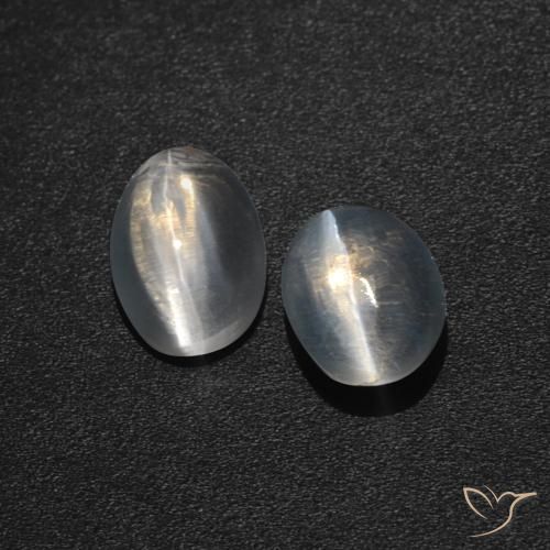 2.59ctw Naturel Blanc clair Sillimanite œil de chat, ovale, Translucide