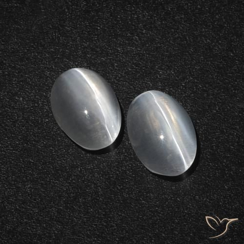 2.36ctw Naturel Blanc clair Oeil de chat Sillimanite, ovale, Translucide