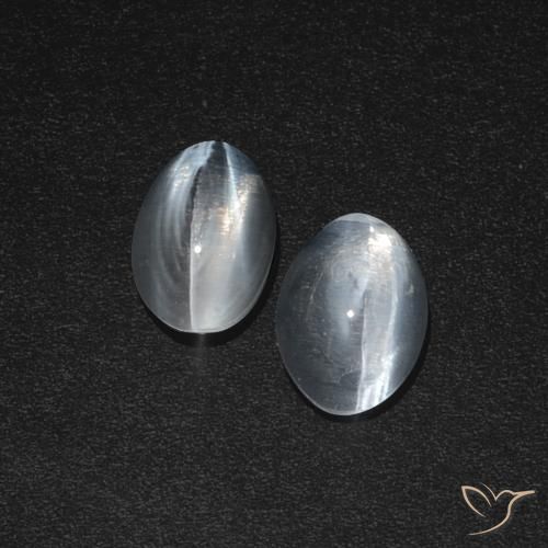 2.46ctw Naturel Blanc clair Sillimanite œil de chat, ovale, Translucide
