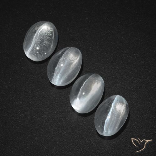 4.08ctw Naturel Blanc clair Sillimanite œil de chat, ovale, Translucide