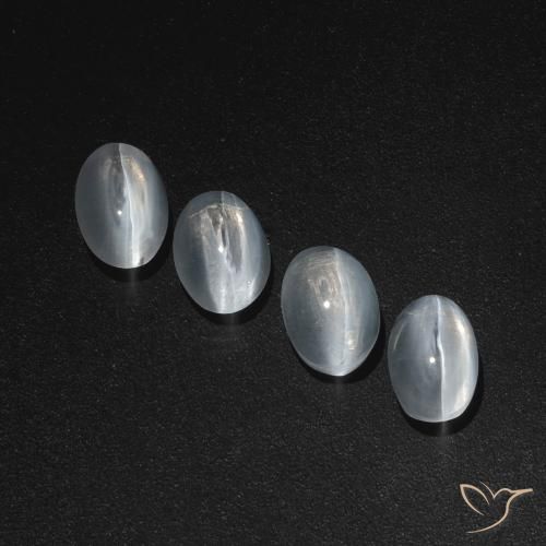 4.68ctw Naturel Blanc clair Sillimanite œil de chat, ovale, Translucide
