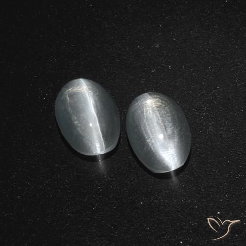 2.60ctw Naturel Blanc clair Sillimanite œil de chat, ovale, Translucide