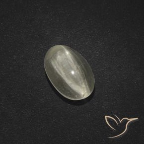 Sillimanite œil de chat Blanc chaud naturelle ovale, 1.91 ct, Translucide