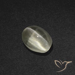 Sillimanite œil de chat Blanc chaud naturelle ovale, 1.84 ct, Translucide