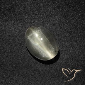 Sillimanite œil de chat Blanc chaud naturelle ovale, 2.76 ct, Translucide