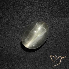 Sillimanite œil de chat Blanc chaud naturelle ovale, 2.76 ct, Translucide