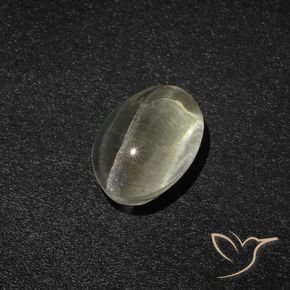 Sillimanite œil de chat Blanc chaud naturelle ovale, 2.23 ct, Translucide