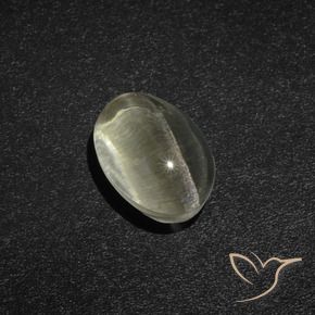 Sillimanite œil de chat Blanc chaud naturelle ovale, 2.23 ct, Translucide